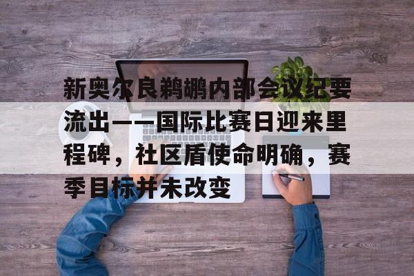 九游平台-新奥尔良鹈鹕内部会议纪要流出——国际比赛日迎来里程碑，社区盾使命明确，赛季目标并未改变的简单介绍